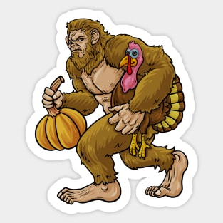 Hide/Seek Champion Bigfoot Steals Turkey & Pumpkin Sticker